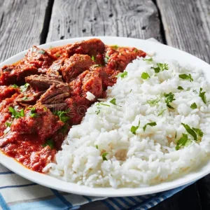 White Rice With Red Stew